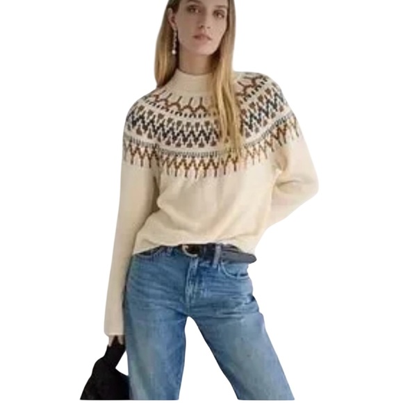 J. Crew Sweaters - J. Crew Mock Neck Fair Isle Sweater Womens Lamb's Wool Blend Neutral
Lodge
